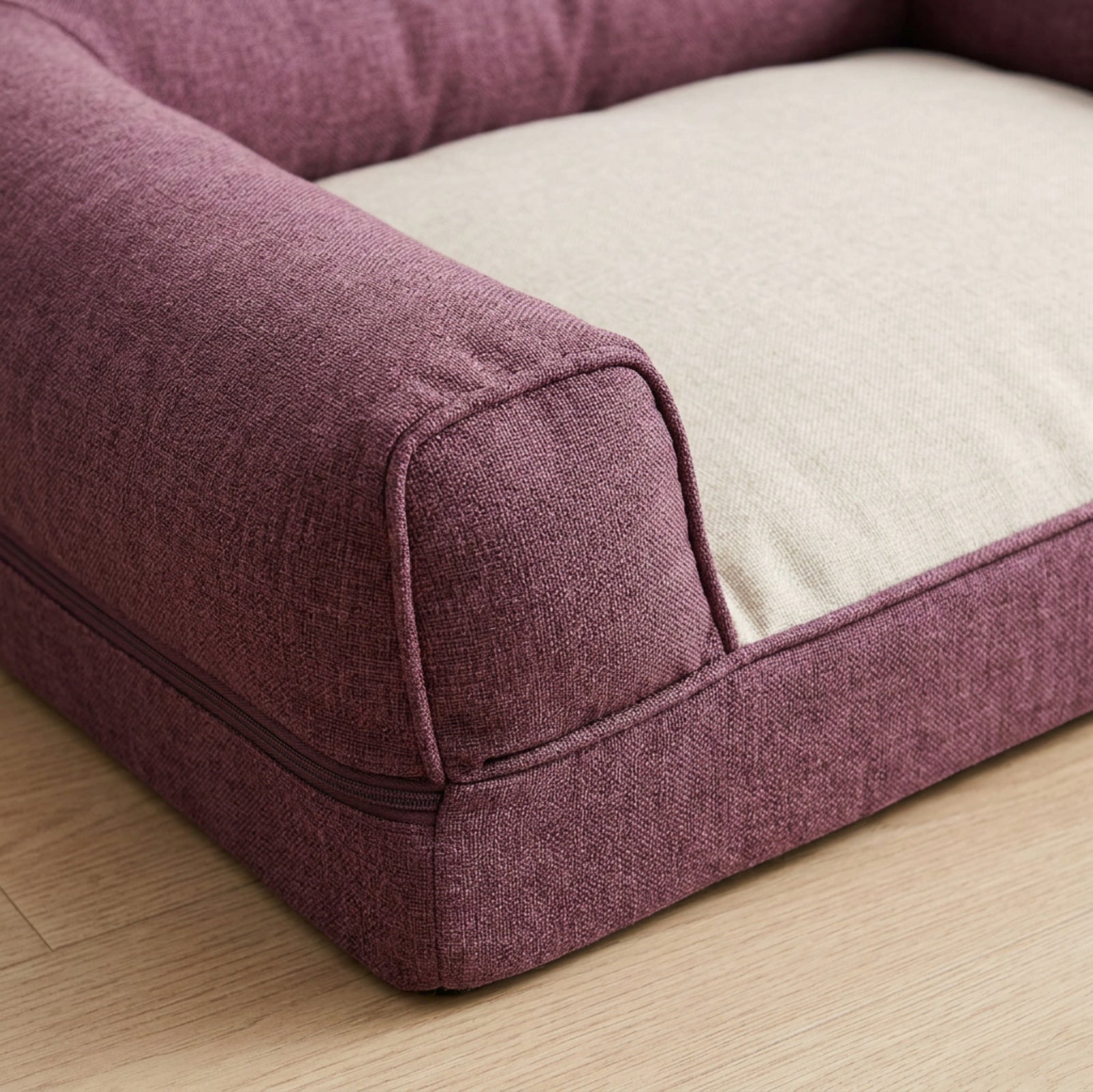 Vzno Cornerbay L-Bolster Large Dog Bed Heather Plum 44 x 34 in - Detail view