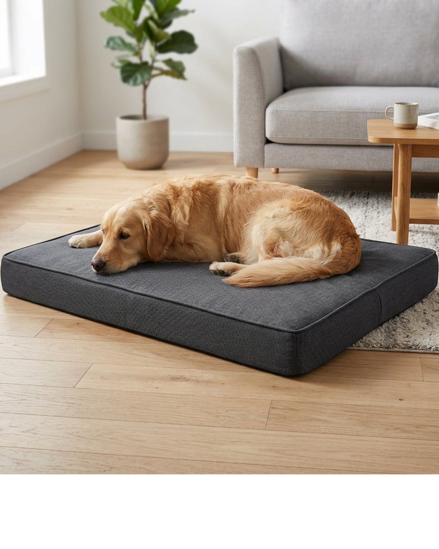 Vzno Orthopedic Foam Large Dog Bed 110 x 75 cm Charcoal - Lifestyle view