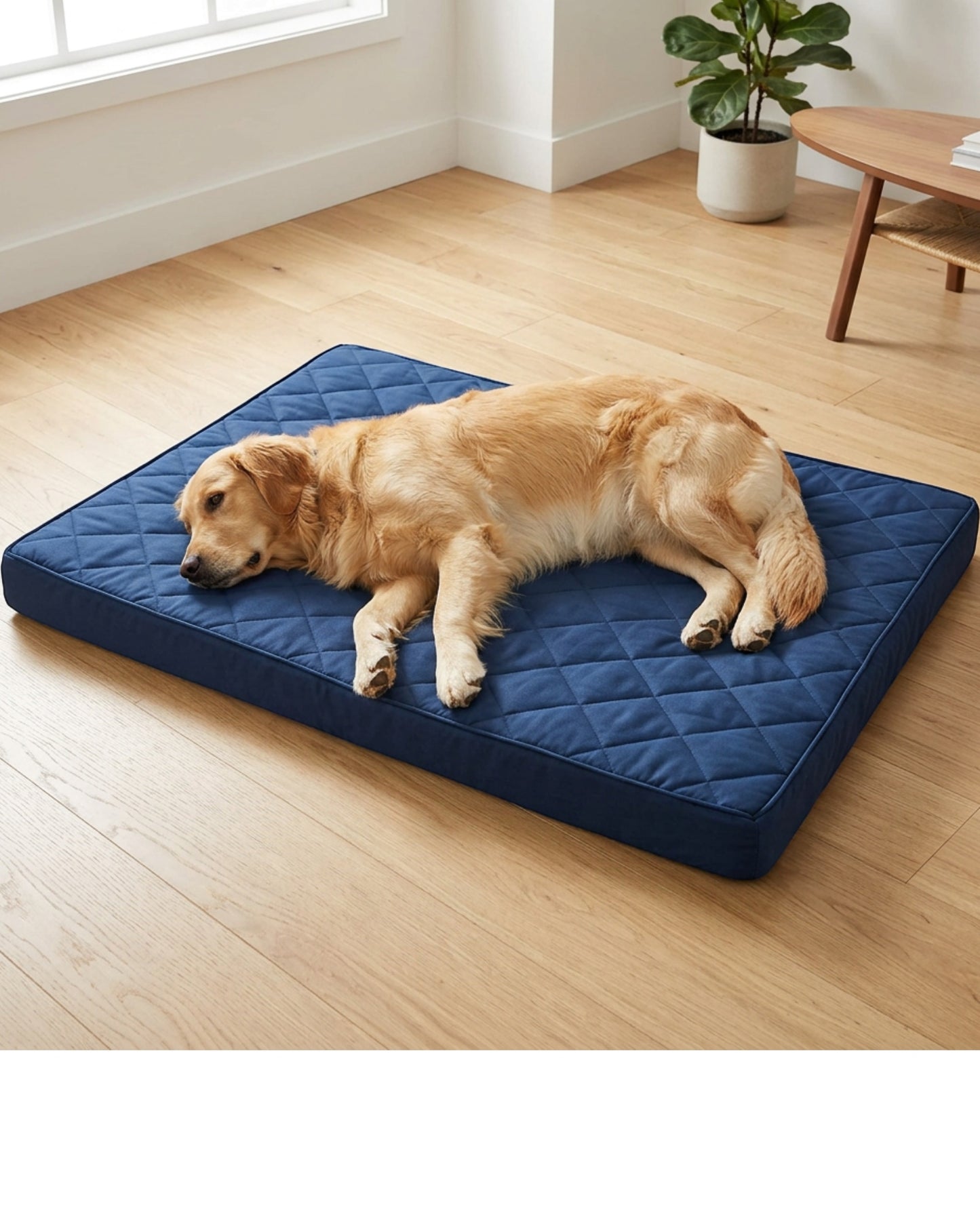 Vzno Quilted Large Dog Bed Mat 115 x 80 cm Navy - Lifestyle view